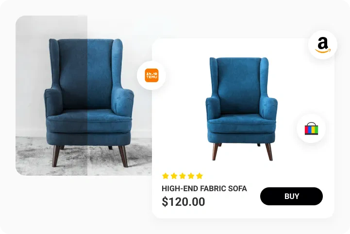 Mejora fotos de comercio electrónico para Amazon, Tume y más