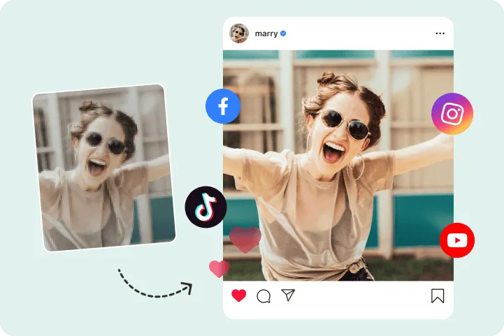 Upscale images for Instagram, Facebook, and more