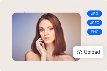 Sube una imagen borrosa de una chica al mejorador de imágenes con IA de PhotoGrid