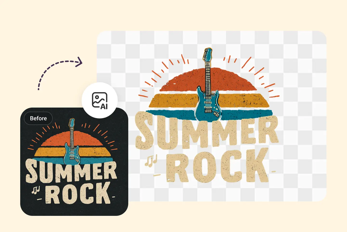 Summer Rock 彩色 logo 经过在线抠图处理，呈现干净无背景图像