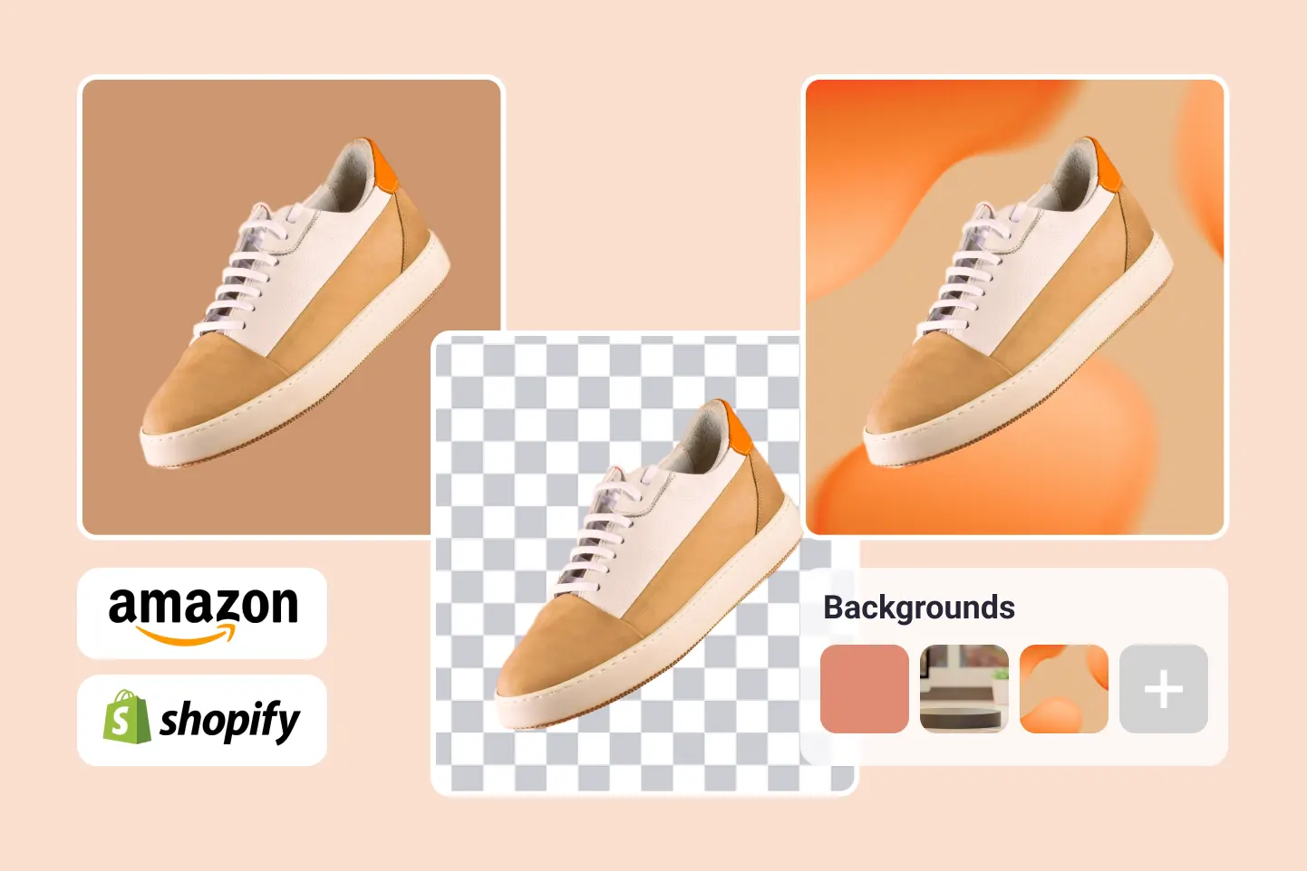 Imagem de tênis com fundo alterado para uso em Amazon ou Shopify