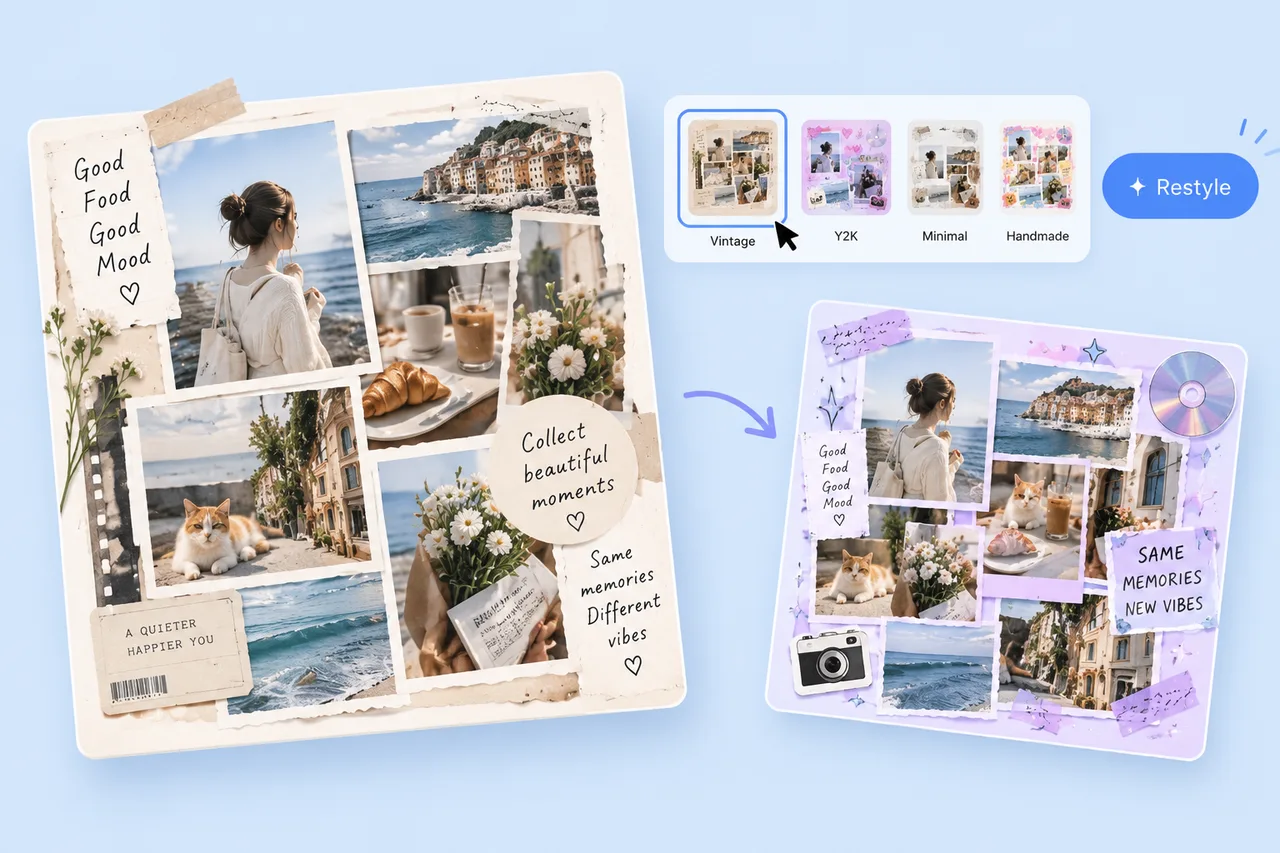Restyled AI digital scrapbook example