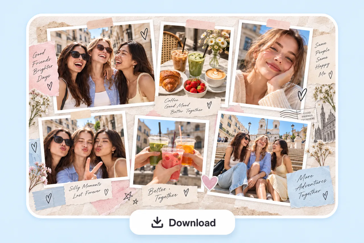 Generate refine and download AI scrapbook