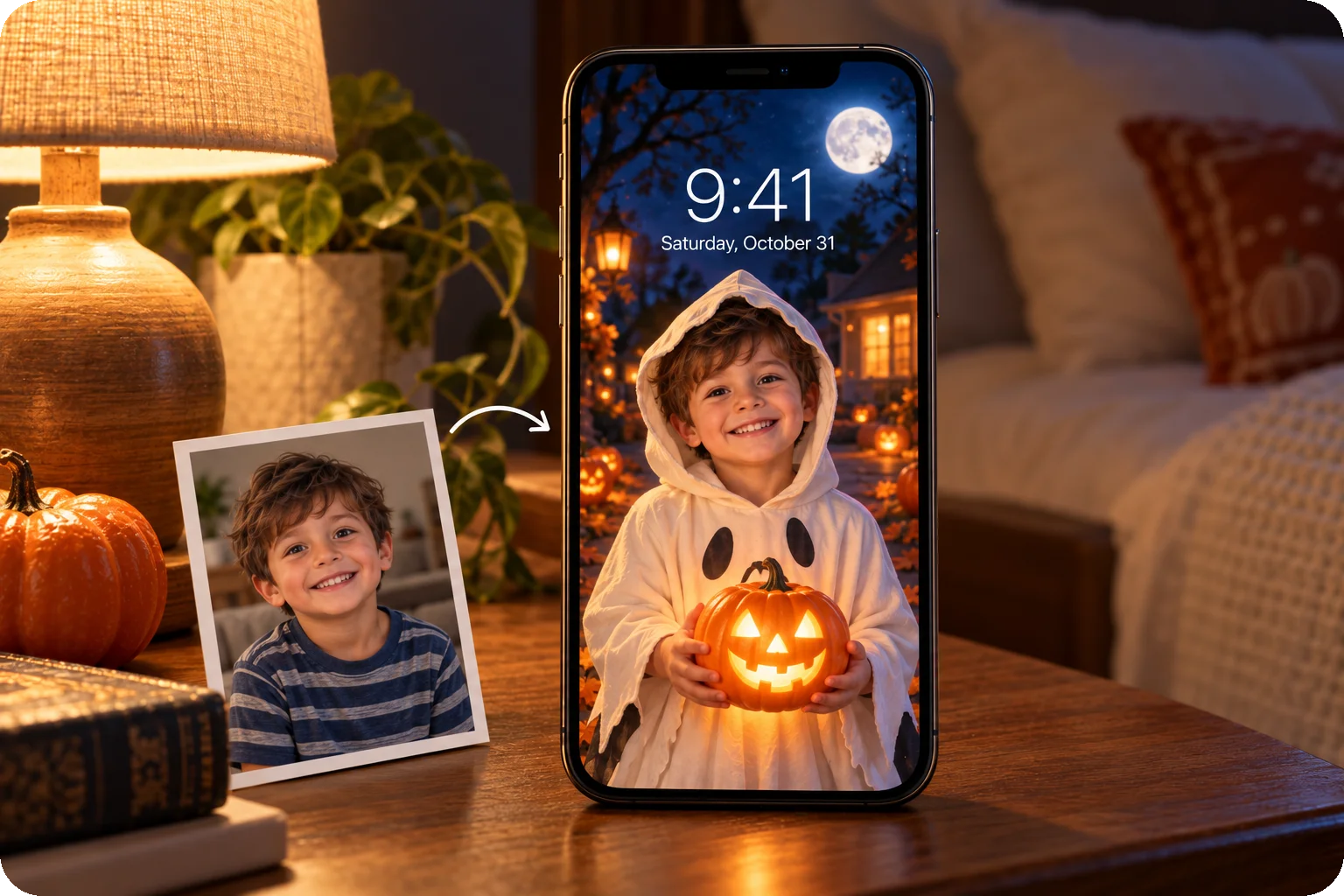 Jadikan Foto Halloween Anak sebagai Wallpaper