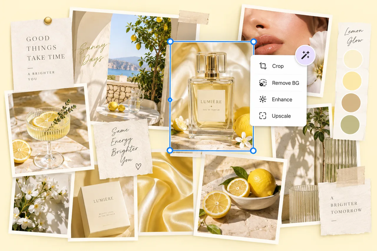 Editable AI moodboard with image editing