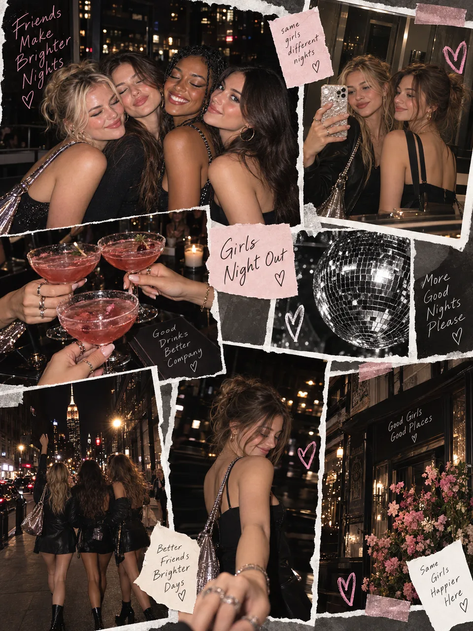 Friends night out AI photo dump collage