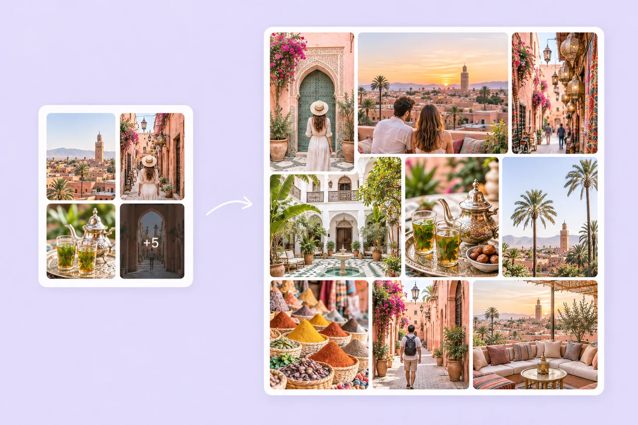 Mix Portrait and Landscape Photos in One Travel Collage